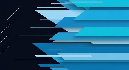 Futuristic Blue Abstract Geometric Design with Flowing Lines