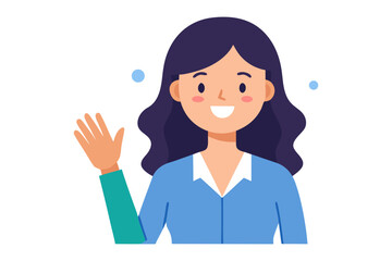 Friendly Greeting: A welcoming cartoon illustration of a woman extending her hand, perfect for conveying approachability and friendly communication.