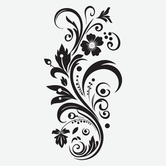 Black and white flowers on a white background | Premium AI-generated vector design