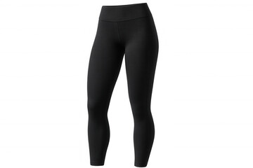 Close-up of black leggings mockup, perfect for showcasing designs or patterns, presented on a transparent background for easy integration into projects