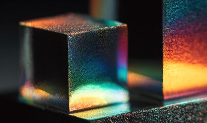 Close-up of iridescent cubes