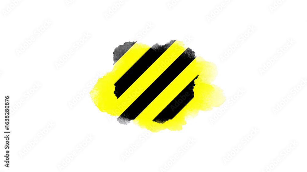 Poster bright yellow and black striped design with textured background, creating bold and eye catching visu