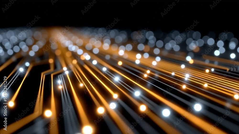 Poster digital data highway: a captivating depiction of a futuristic network, with illuminated pathways gui
