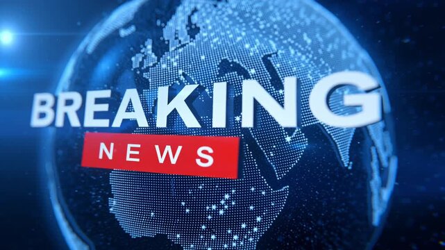 Breaking news headline with digital globe background, urgent global information update