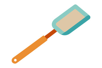 Spatula's Culinary Essence: A close-up shot of a single spatula, featuring an ergonomic handle and a flat, flexible head perfect for various culinary tasks. 