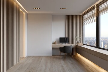 Modern minimalist home office with city view (1)