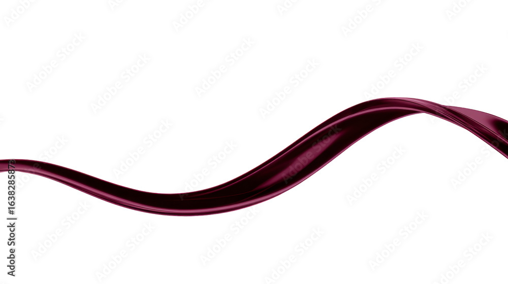 Poster smooth, flowing ribbon in deep burgundy color, gracefully curving and twisting, creating sense of el