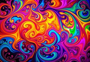 Intricate swirling organic forms create a vibrant, multicolored abstract background, backdrop, art