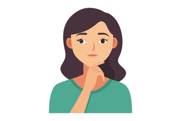 Contemplation: A woman contemplates, her expression a mix of thought and deliberation, her posture one of introspection.