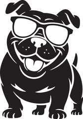 Funny Bulldog Wearing Sunglasses Black Silhouette Vector