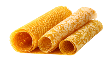 Rolled beeswax sheets honeycomb texture yellow and white design natural product
