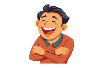 Pure Joy and Laughter: A Man Expressing pure Joy, with his arms crossed and radiating infectious laughter. Capturing the essence of unadulterated happiness.