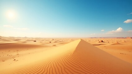 Vast desert landscape under a bright sunny sky