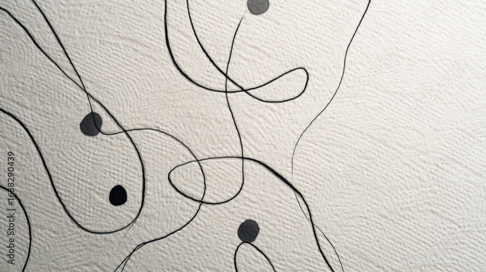 Poster abstract line art on light canvas with texture and background