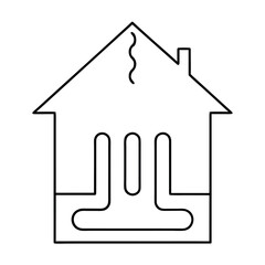 Abstract illustration of geothermal energy flow and underground heat transfer with clean lines and vibrant colors