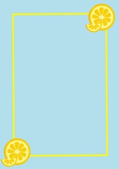 Photo frame with lemon decoration in pastel colors