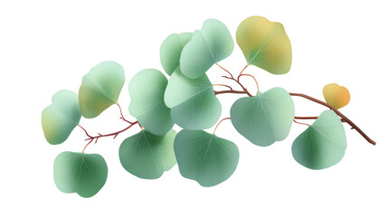 Beautiful illustration of green leaves on branch, showcasing variety of shapes and shades, perfect for nature themed designs and backgrounds