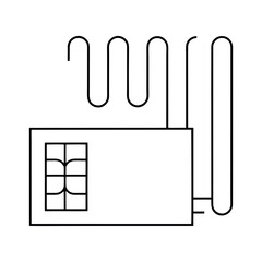 Clean vector illustration of a modern heat pump unit with visible airflow lines suitable for hvac and climate control concepts