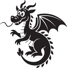 Funny Dragon Black Silhouette Vector