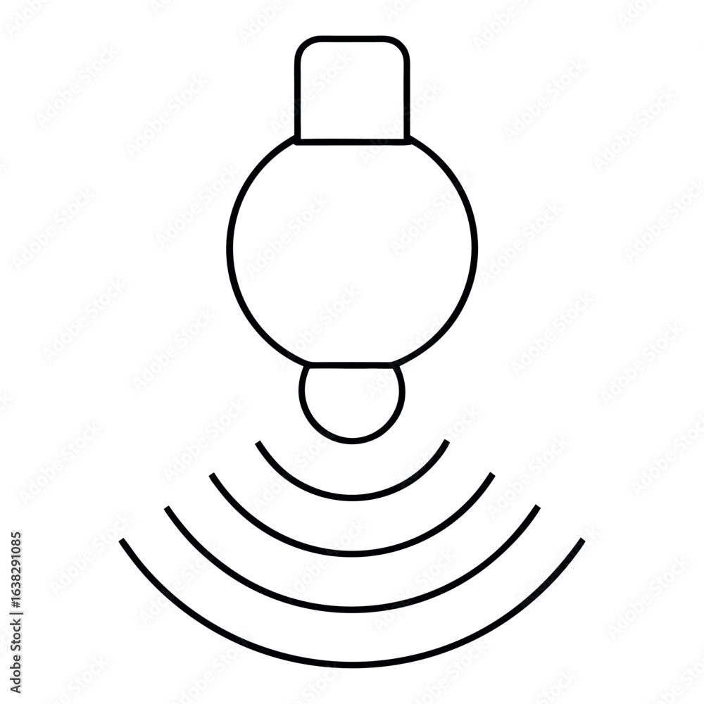 Poster modern motion sensor light bulb icon with radiating waves indicating detection and illumination for 