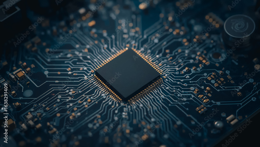 Poster digital core: a close-up view of a computer's central processing unit (cpu), symbolizing the heart o