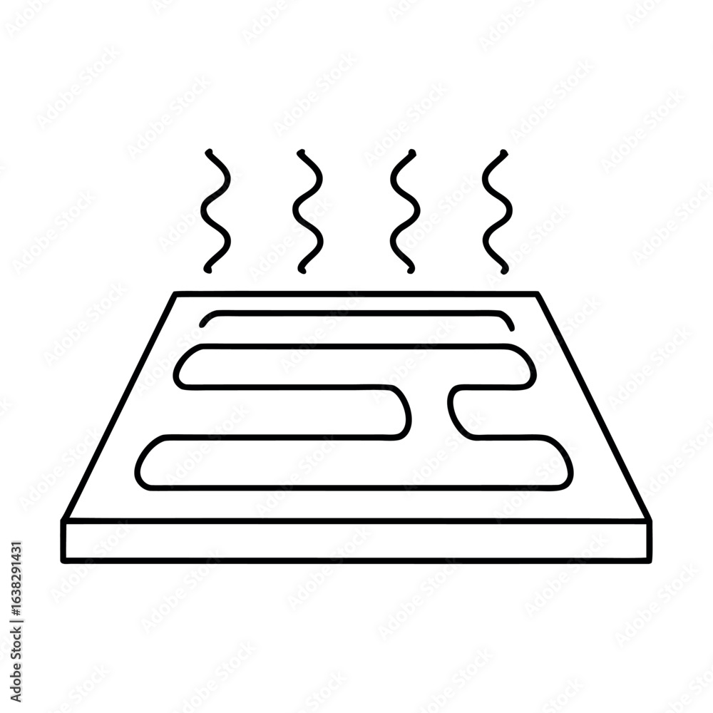Poster abstract geometric pattern representing radiant floor heating system with interconnected lines and h