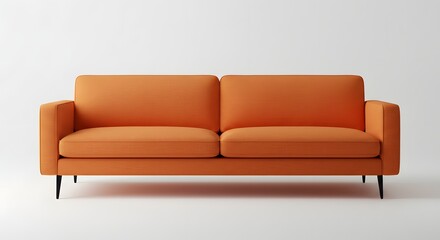 Fototapeta premium Modern Orange Sofa with Black Legs on White Background