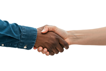 shaking hand on white isolated background.