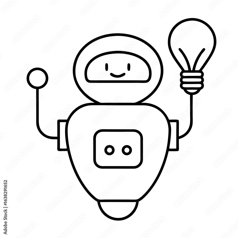 Poster intelligent ai robot with a glowing lightbulb symbolizing smart energy solutions and innovation