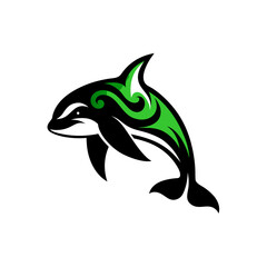 Green orca killer whale art