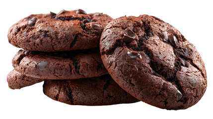 Fototapeta premium Delicious Double Chocolate Cookies Stacked High Sweet Treat Bakery Goodness