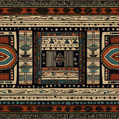 Obraz premium Intricate Geometric Tribal Carpet Design