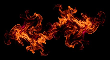 Abstract fire flame swirl element isolated on a black background