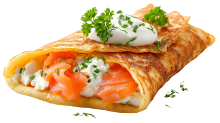 Delicious Smoked Salmon Crepe with Cream Cheese and Dill