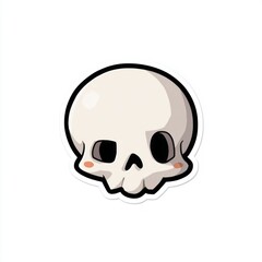 Obraz premium Cartoon skull sticker design on a white background for creative projects and decorations