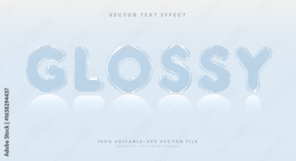 Poster glossy 3d editable text effect template suitable for shadow text style