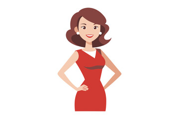 Elegant Lady in Red: An elegantly styled lady confidently posed, the embodiment of modern chic, exuding grace and poise in a sophisticated ensemble.