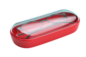 Eyeglasses in a Red Protective Case Stylish eyewear storage solution