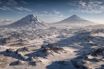 Snowy mountain range panorama (1)