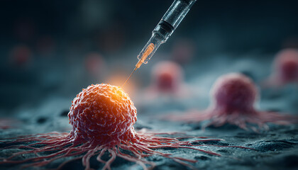 Targeted Personalized Medicine Injection on Cancer Cell Model in Lab for Immunotherapy and CAR T-Cell Treatment Innovation