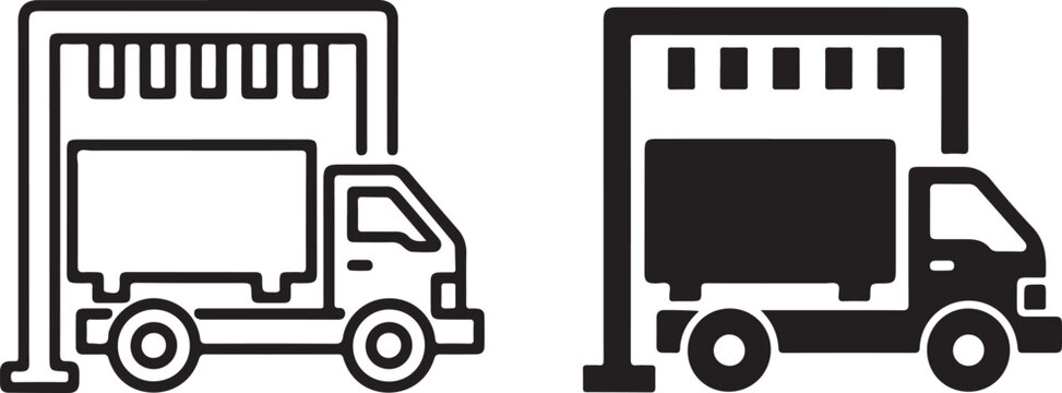 Delivery Truck Icon: Vector Sign Symbol, Outline and Solid Styles, Logistics, Transportation