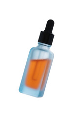 Fototapeta premium Orange Serum in Frosted Glass Bottle with Black Dropper