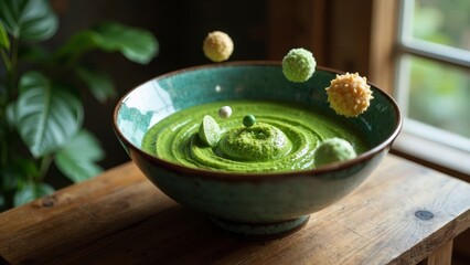 Matcha meal bowl arrangement