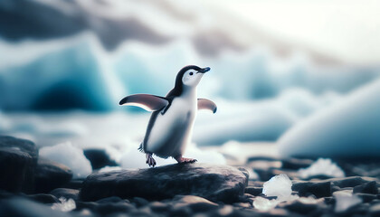 penguin on the rock