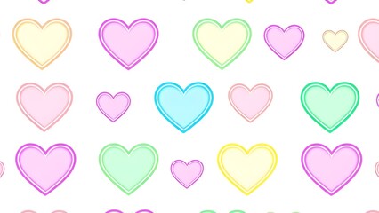 하얀바탕에 파스텔 컬러 색깔 하트 모양 패턴배경A white background with pastel color, heart shape, pattern, background