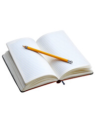 Open notebook with pencil ready to write new ideas learning education