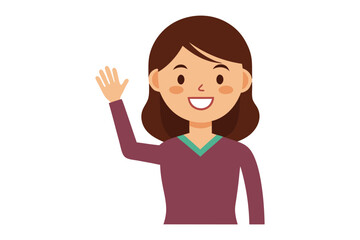 Cheerful Gesture: A charming young woman extends a welcoming hand, showcasing a gesture of greetings and friendliness. capturing a feeling of warmth and approachability.