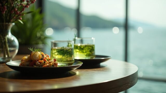 Green mint drink scene display