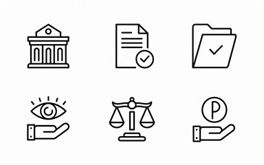 Fototapeta premium Collection of law and justice icons isolated on white background for websites and applications