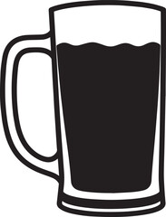 Beer Mug Silhouette in Black | Classic Pint Glass Illustration Vector